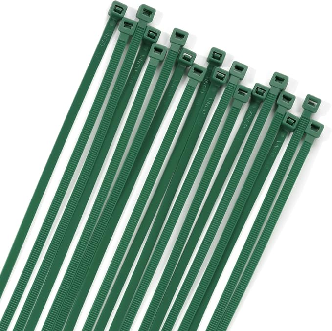 XINGO 100PCS Cable Zip Ties Heavy Duty, Premium Nylon Plastic Wire Ties with 50 Pounds Tensile Strength, Self-Locking Black Nylon Zip Ties for Indoor and Outdoor (16 inch, Dark Green)