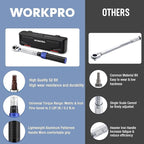 WORKPRO 1/4-inch Drive Click Torque Wrench, Inch Pound Bike Torque Wrench Set, Dual-Range 20-240 in.lb / 2.3-27.1 N.m, Lightweight Aluminum Handle, 72-Tooth, 14 Pcs, Precision for Bicycle Maintenance