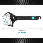 DURATECH 10-Inch Adjustable Wrench, Wide Jaw Opening Black Oxide Finish Plumbing Wrench, CR-V Steel, SAE and Metric Scale Marked, Ergonomic Grip