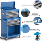 Tool Chest 8-Drawer | 42'' Large Rolling Tool Chest with Wheels | Detachable Top Metal Tool Box | Garage Storage Cabinet for Repair Room,Warehouse | Rolling Tool Box with Hooks,Liners,Tray Divider