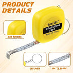 80 Pack Mini Tape Measure Keychains, 3ft/ 1m Functional Small Retractable Measuring Tape Portable Easy Read Pocket Measurement Tape for Birthday Party Favors Engineer Crafter Daily Use(Yellow)
