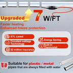 HEATIT Pipe Heating Cable with Thermostat Electric Heating Cable Automatic Heat Tape Pipe Freeze Protected Heated Cable 15 Feet