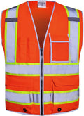 SKSAFETY 10 Pockets Safety Vest, Class 2 High Visibility Security with Zipper, Hi Vis Vest with Reflective Strips, ANSI/ISEA Standard, Construction Work Vest for Men ＆ Women （Orange, 4XL）
