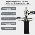 1300W Drilling and Milling Machine with Support Base, R8 Spindle Taper, 1.1" Drilling Diameter, Integrated Vertical Drilling and Milling Lathe for Metal, Wood and Plastic 110V