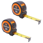 25 FT Tape Measure - Retractable Measuring Tape - Oversized & Double-Sided Print - Blade Lock, Finger Brake - Nylon Coating, 10' Stand-Out - 13' Reach / 1-1/16" Blade - 2 Pack