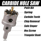 10PCS Carbide Hole Saw Kit, 5/8'' to 2'' Metal Hole Cutter with Pilot Drill, Holesaw for Hard Metal, Stainless Steel, Iron, Mild Steel, Aluminium, Alloy, Plastic, Fiberglass