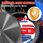 12" Miter Table Saw Blade, TCT Metal Cutting Saw Blades with 60T & 1" Arbor, Professional for Iron Steel Aluminum Stainless Steel Ferrous Metals