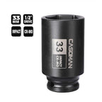 CASOMAN 1/2" Drive x 33 mm Deep 6 PT Impact Socket, CR-MO, 1/2-inch Drive 6 Point Axle Nut Socket for Easy Removal of Axle Shaft Nuts (33MM)