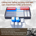 Indexable Lathe Turning Tool 21Pcs Kit 5/8" (16mm) Shank, Includes 7Pcs Metal Lathe Tool Holders and 14Pcs Carbide Inserts for Turning Boring Grooving Cutting Threading Carbide Turning Tool