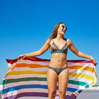 Dock & Bay Beach Towel - Quick Dry, Sand Free - Compact, Lightweight - 100% Recycled - Includes Bag - Summer - Rainbow Skies - Large (160x90cm, 63x35)