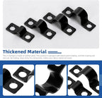 Glarks 120pcs 5/8/10/12mm Pipe Strap Clamp, Black Carbon Steel 2 Hole Strap Heavy Duty Rigid Pipe Strap U Bracket Tube Strap Cable Clamp Hanger Tension Tube Clip with screw for Pipe Tube Cable Fixing