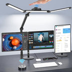 Syrinx LED Desk Lamp, Architect Desk Lamps for Home Office with Gesture Switch & Remote Control, 24W Bright Desk Light with 50 Light Modes Eye-Caring Desk Lamp with Clamp for Reading Study Workbench