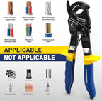 haisstronica Cable Cutters Ratcheting Cable Cutter Heavy Duty Wire Cutters for Copper Aluminum Cable Cutting Up to 500 Kcmil