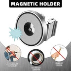 4 Pcs Magnetic Mop Broom Holder Movable Magnetic Broom Holder Rack, Anti Slip Wall Mounted Utility for Cleaning Tools, Garage, Kitchen, Laundry, Garden (Silver)