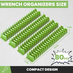 80PCS Modular Wrench Organizer Wrench Holder - Wrench Tool Organizers for Tool Drawer Storage, Wrench Storage Set with Metric & SAE Label, Wrench Rack Tool Gift for Professional Mechanics Men, Green