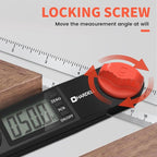 HARDELL Digital Angle Finder, 8 inch 230mm T-Bevel Protractor Ruler, Horizontal Vertical Bubble levels with Large LED Screen, 0-338 Degree Angle Measuring Tool, Suitable for Carpenters, Woodworkers