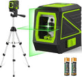 Laser Level with Tripod, 100 Ft Manual Self leveling Laser Level, Green Cross Line，Use for Picture Hanging Floor Construction Tile Wall Home Renovation, Indoor Project, Battery Included（Green)