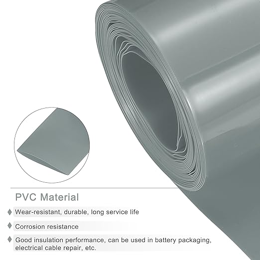 MECCANIXITY Battery Wrap PVC Heat Shrink Tubing 26mm Dia 43mm Flat 20 Feet(6meters) Silver Gray Good Insulation for Battery Pack