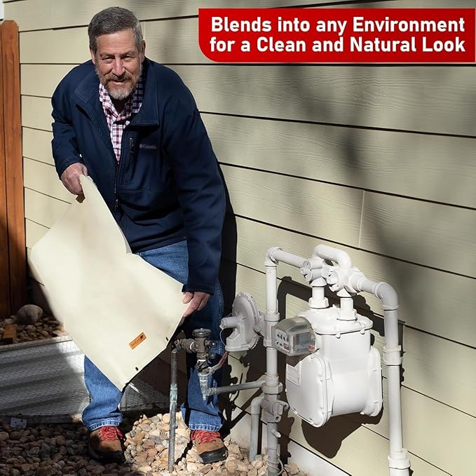 Redford Supply Co. Cold Snap (5°F) Backflow Preventer Insulation Cover, 14"W x 14"H, Pipe Insulation, Water Sprinkler Covers for Outside, Sprinkler Backflow Cover for Winter, Well Pump Bag (Beige)