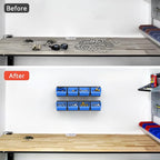 TORACK Wall-Mounted Storage Bins - 8 Plastic Bins & 2 Metal Tracks for Tools Organization in Garage, Craft Room, and Shop(Blue)