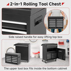 Rovibek Rolling Tool Chest, 5-Drawer Rolling Tool Box with Wheels,Detachable Top Box, Metal Tools Box for Garage Workshop Warehouse, Heavy-Duty Tool Storage Cabinet, Black