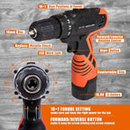Power Tools Combo Kit, LETTON Tool Set with 60pcs Accessories Toolbox and 16.8V Cordless Drill Set for Home Cordless Repair Tool Kit