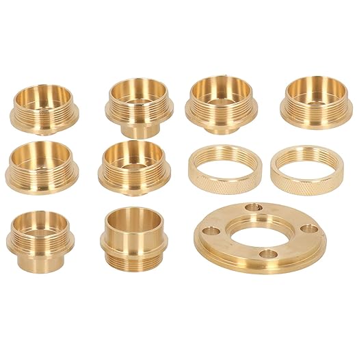 11 Pieces Brass Router Template Bushing Guides Set with Storage Box, Metal Bushing Set with Lock Nut Adapter Router Accessory