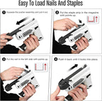Bielmeier Electric Staple Gun, 2 in 1 Lithium-ion Electric Stapler, 4V Cordless Brad Nailer Kit with Staples Nails, USB Charger, Power Tacker for Upholstery, Material Repair, Carpentry, DIY
