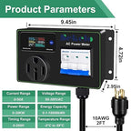30A AC Power Meter, 240V Digital Multimeter Tester, NEMA L14-30P to NEMA 14-50R Outlet Monitor with 2FT 10AWG Cable and 50A Circuit Breaker, Real-Time Voltage, Current, Power, and Energy Monitoring