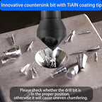 Countersink Drill Bit, TiAlN Coated M35 Cobalt 82 Degree Point Angle, 3/8" Round Shank, 1/2" Body Diameter Counter Sinker Drill Bits for Metal Wood Copper Plastic Resin