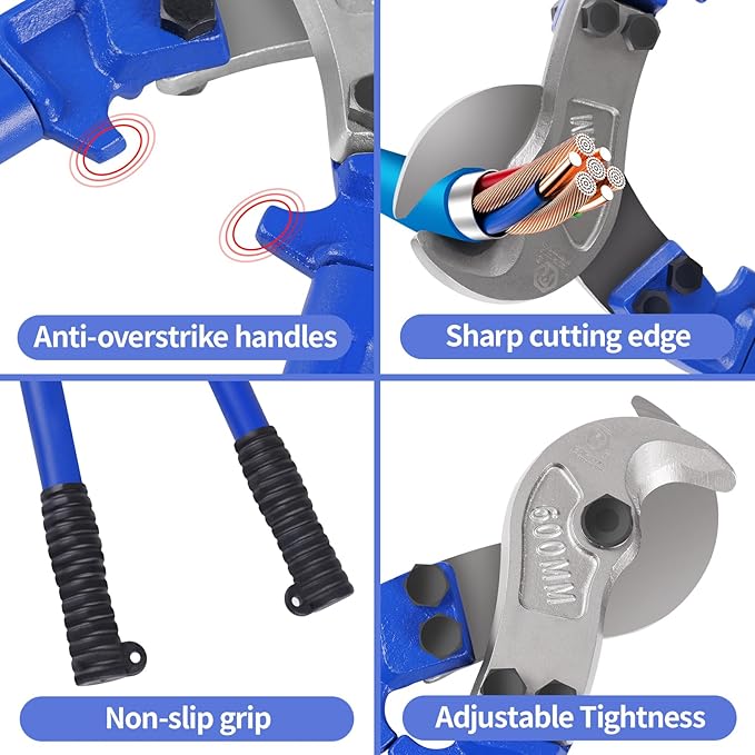 ZrgGea 18 inch Heavy-Duty Cable Cutter | Industrial-Grade, Forged T8 Alloy Steel, HRC56, Sharp Cutting for Cables and Wire Ropes