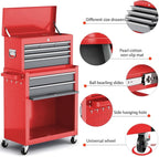 Tool Chest 8-Drawer | 42'' Large Rolling Tool Chest with Wheels | Detachable Top Metal Tool Box | Garage Storage Cabinet for Repair Room,Warehouse | Rolling Tool Box with Hooks,Liners,Tray Divider