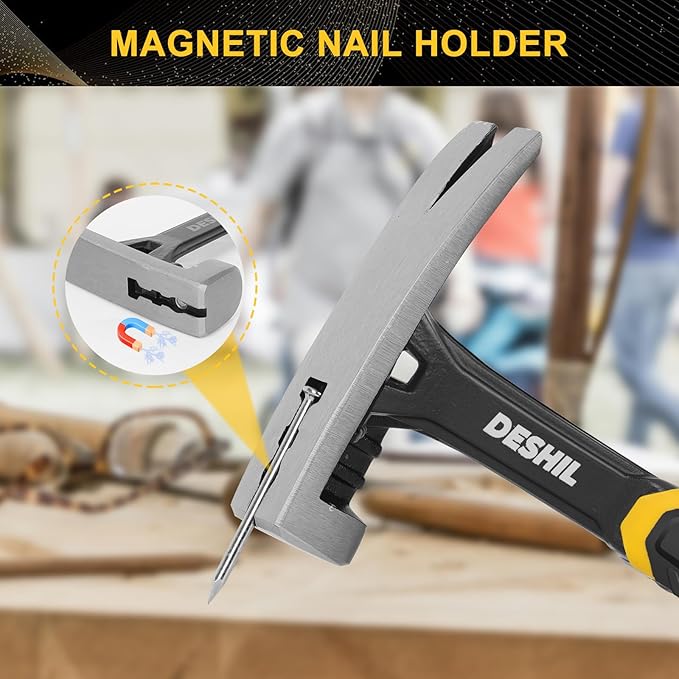 22 oz Straight Rip Claw with Fiberglass Handle, Drop Forged One Piece Claw Hammer, All Purpose Hammer, Smooth Face, Shock-Absorbing Grip