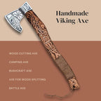 Custom Gift Forged Carbon Steel Viking Axe, Viking Bearded Deocrative Throwing Axe 22 inch 3738