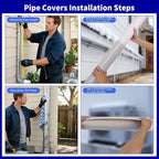 Ac Line Insulation, 78.7x11.8 inch 600D Oxford Air Conditioner Line Insulation, 3 Layer HVAC Copper Pipe Insulation Cover, AC Pipe Insulation Wrap for Outside (Light Gray)