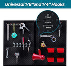 Pegboard kit with Accessories,Includes 2 Pack 16" X 24" Steel Pegboard and 120 PCS Varied Pegboard Accessories,can be Used for Tool Storage and Garage Organization. (Red Box)