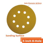 Orbital Sander Pads 5 Inch 8 Holes 150 Grit Sanding disc,Hook and Loop Wet/Dry Gold Replacement Sandpaper,Suitable for Wood,Plastic Grinding and Polishing,Pack of 50