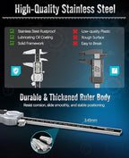 Digital Caliper, (ABS) Absolute Scale Caliper 8in, IP54 Electronic Measuring Tool, Inch/MM/Fraction, Auto-Off LCD Stainless Steel Waterproof Micrometer Vernier Caliper, with Feeler Gauges