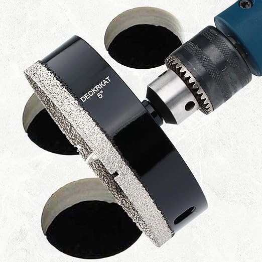 5 inch Diamond Hole-Saw Bits with Pilot Drill Bit -5" Diamond Tipped Tile Hole Saws with Guiding Bit Accurate Drilling for Porcelain Tile Ceramic Pottery Granite Stone Glass Bottles 125mm.