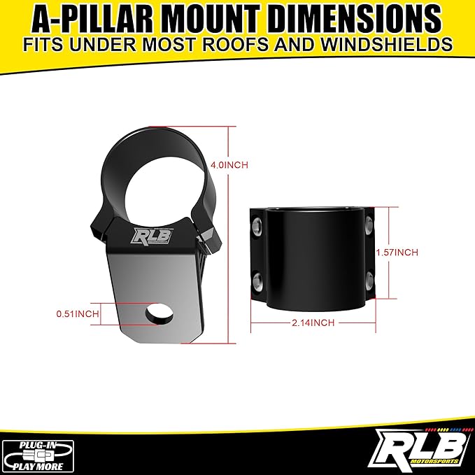 Light Bar Mount (1 PC-Single) UTV A-Pillar POD Light Mount by RLB MOTORSPORTS (1.75")