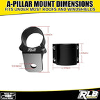 1.875" Light Bar Mount (1 PC-Single) UTV A-Pillar POD Light Mount by RLB MOTORSPORTS - for 1.875" Roll Bar, Fits Under Most windshields Compatible with CanAm Maverick X3 Mav R Defender