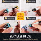 Pin Vise Hand Drill Manual - Jewelry w/Micro Drill Bits (0.8mm-2.5mm) - Rotary Craft Drill for Jewelry Making, Resin, Wood, Plastic, Miniature, Beads, Clay Etc
