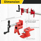 3/4" Wood Gluing Pipe Clamp Set | Professional Woodworking and Metalworking Clamps Tools with Unique Foot Design for Frame Assembly, Quick Release and Precision Gluing (4Pack, 3/4")