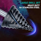 Large Step Drill Bit for Steel, 2" 10Holes, M42 Cobalt Drill Bits, Extra Heavy Duty for Stainless Steel, Metal, Aluminum, Copper, 10-Steps.Co2Pro