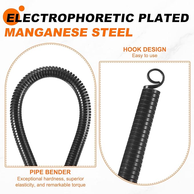 HARFINGTON PVC Spring Tube Bender 17.1mm OD 520mm Long C Type Conduit Pipe Bender Bending Spring for Pipe Bending Devices in Home Hydropower, Black