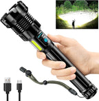 9000 High Lumens Flashlight Rechargeable with COB Work Light Super Bright LED Flashlights Heavy Duty&14 Modes &Waterproof Tactical Powerful Flashlight for Emergencies,Camping,Hiking,Outdoor,Indoor