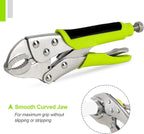 FASTPRO 4-Piece Locking Pliers Set with Heavy Duty Grip, 5", 7" and 10" Curved Jaw, 6-1/2" Long Nose Locking Pliers Included, Vise Grip Wrench Set, Green
