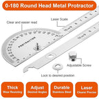 Angle Protractor Angle Finder Ruler Two Arm Stainless Steel Protractor Woodworking Ruler Measure Tool with 0-180 Degrees(10 cm/ 3.94 Inch)