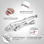 WORKPRO Locking Pliers, 7-inch Curved Jaw Vice Grips pliers, Chromium-Vanadium Steel Locking Pliers with Wire Cutter, Locking Adjustable Vise Grips for Clamping Twisting Welding