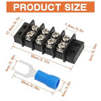 4 Circuits 4 Positions Terminal Block 20-30A 200-450V Dual Row Screw Terminals Strip with 40 PCS Heat Shrink Wire Fork Connectors(Pack of 5pcs)